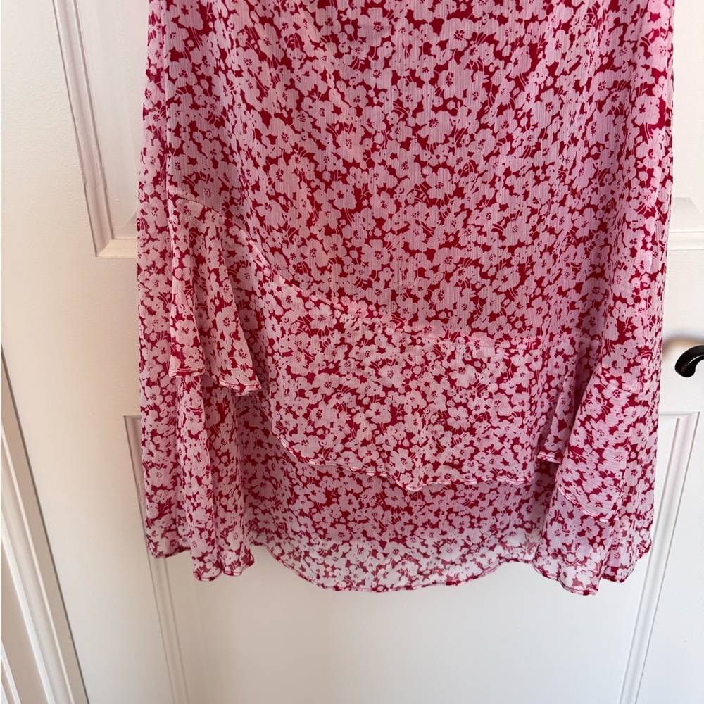 LAUREN Ralph Lauren Dress, Size 2P Red with White Flowers Ruffle Skirt - Picture 9 of 13